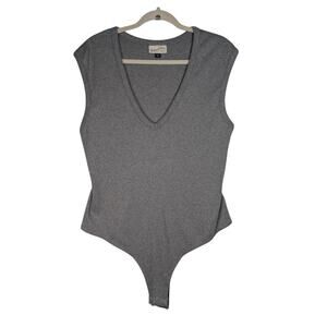 NWOT Universal Thread Women's Size XXL Gray Ribbed V-neck Bodysuit One Piece